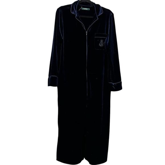 Ralph Lauren Women’s Blue Velvet Robe / Size-Medium - Picture 1 of 10